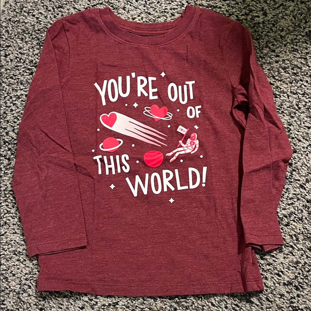 Cat & Jack Maroon Astronaut Long Sleeve Tee